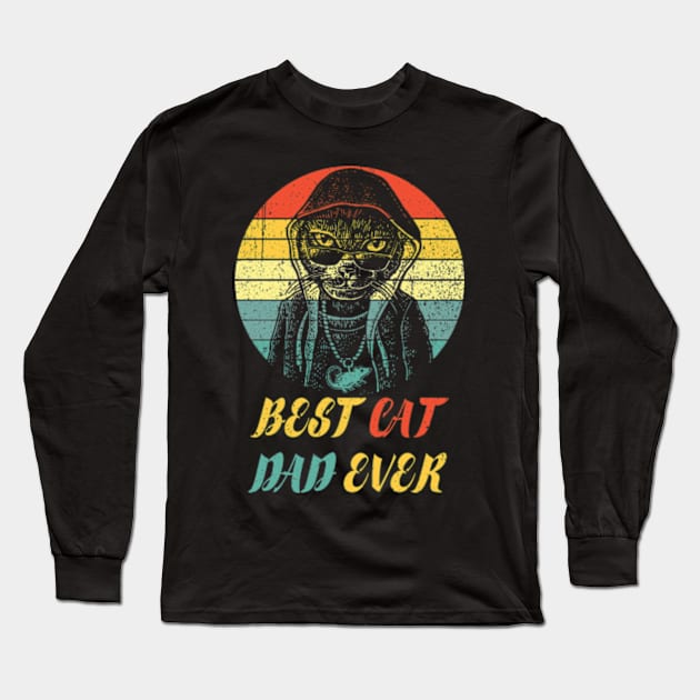 Best Cat Dad Ever Club 9 Long Sleeve T-Shirt by StuSpenceart